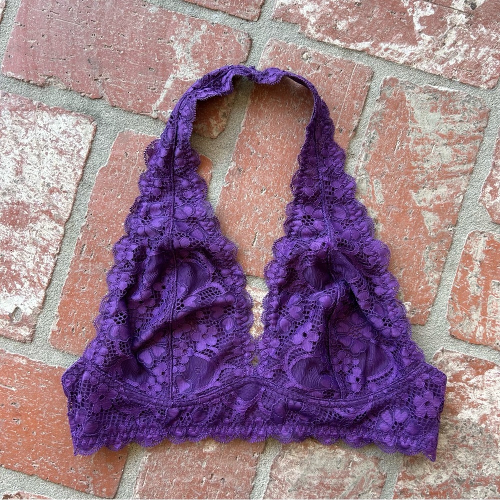 NWOT FP Purple Lace Halter Bralette